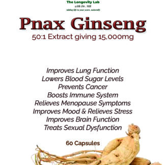 DR MB's Pnax Ginseng 50:1 Extract, giving 15,000mg per capsule