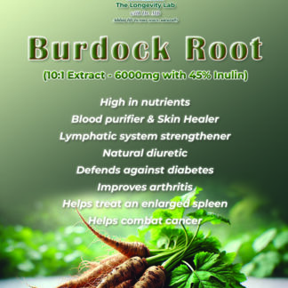 Burdock Root 10:1 Extract equivalent to 6000mg per capsule.