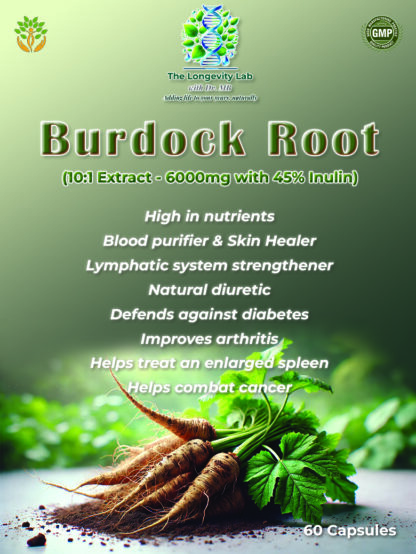 Burdock Root 10:1 Extract equivalent to 6000mg per capsule.