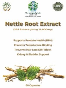 Dr MB's Nettle Root Extract 28:1 giving 14,000mg per capsule