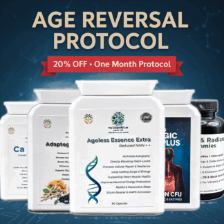 Dr. MB’s Age Reversal Protocol – One Month Supply with 20% Discount featuring Ageless Essence Extra, Ca-AKG, Adaptogenic Reboot, NeuroSpark, Synergic Ultra Plus, and D3+K2 LipoMatrix
