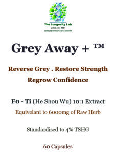 Dr MB's GreyAway+™ 10:1 Extract = 6000mg raw herb equivalent Standardized to 4% THSG (Tetrahydroxystilbene Glucoside)