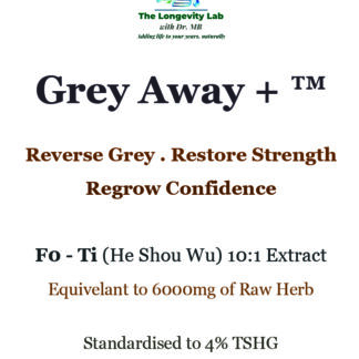Dr MB's GreyAway+™ 10:1 Extract = 6000mg raw herb equivalent Standardized to 4% THSG (Tetrahydroxystilbene Glucoside)