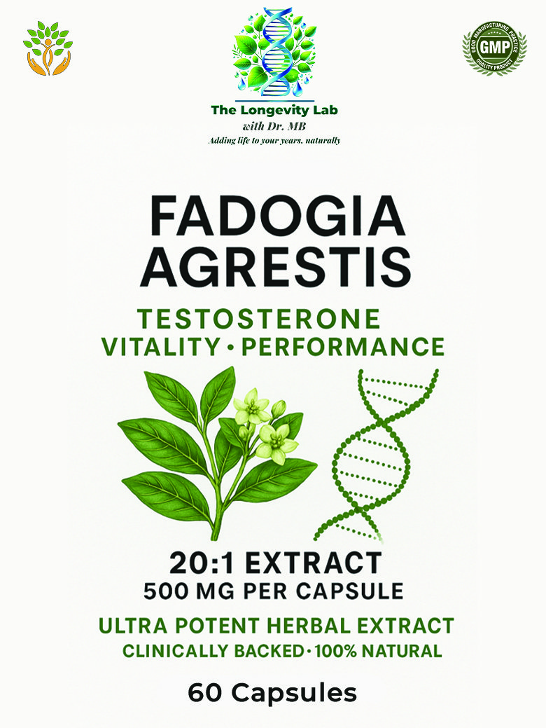 Dr MB’s Fadogia Agrestis 20:1 giving 10000 mg of nau=tural herb.