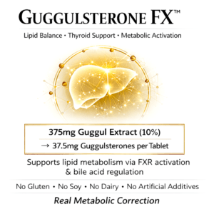 Dr. MB’s Guggulsterone FX™ is a high-strength metabolic support formula designed to regulate lipid levels, enhance thyroid activity, and promote healthy fat metabolism at a cellular level.