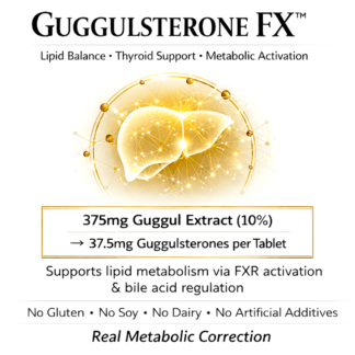 Dr. MB’s Guggulsterone FX™ is a high-strength metabolic support formula designed to regulate lipid levels, enhance thyroid activity, and promote healthy fat metabolism at a cellular level.